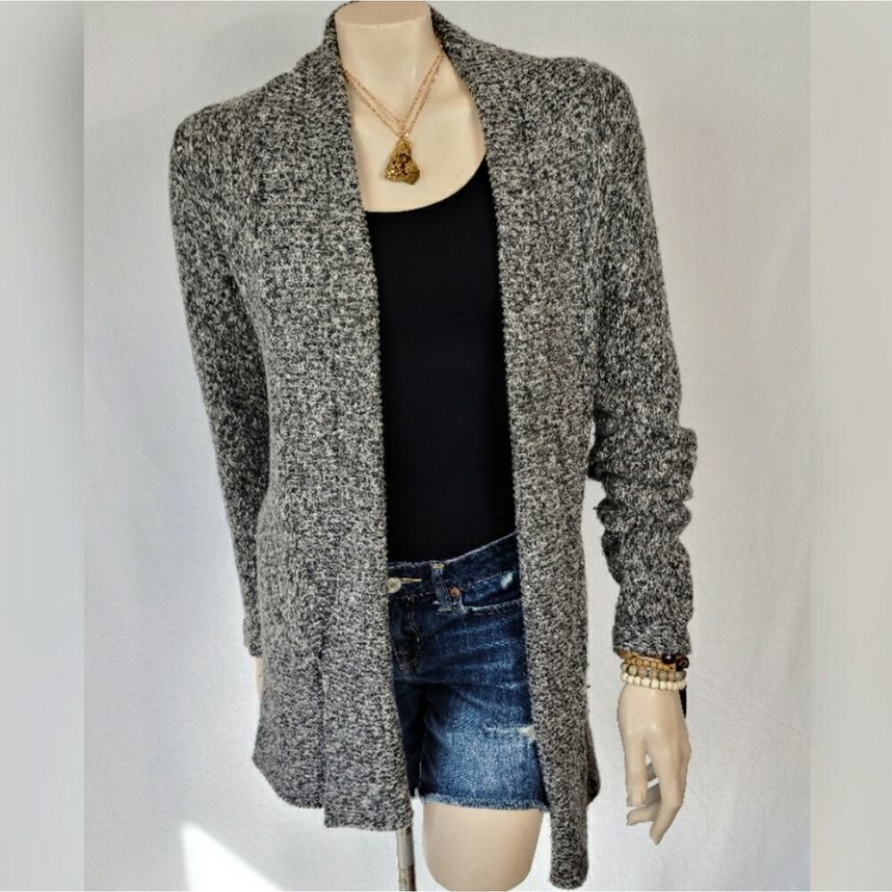 Contemporaine Black White Open Cardigan SZ M
